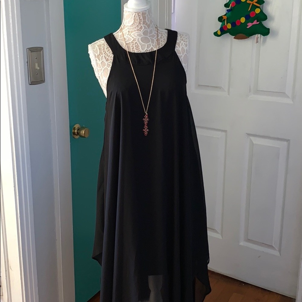 Paper Doll Black Sheer Asymmetrical Maxi Dress - Picture 8 of 11